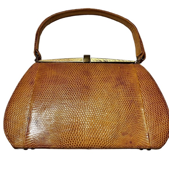Vintage Lizard Bellestone Frame Handbag - Picture 1 of 10